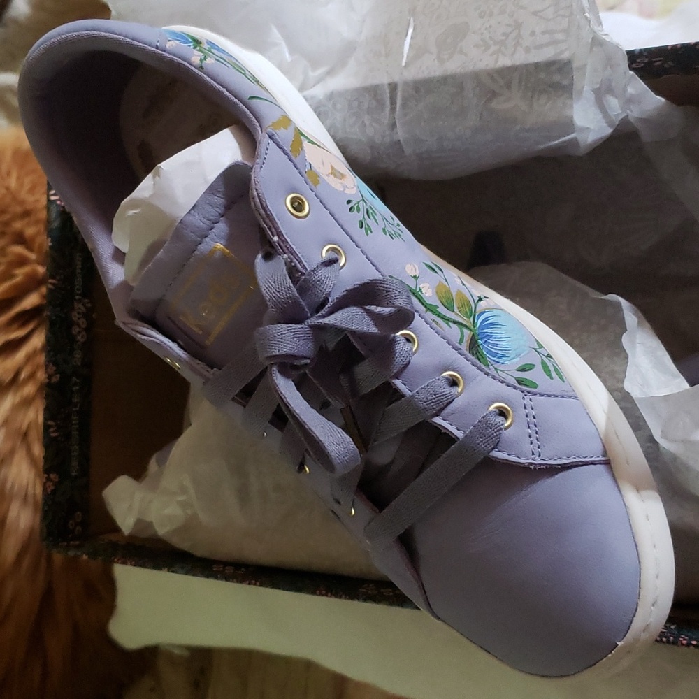 Rifle Paper Company Keds Blue Floral Leather Sneakers size 8